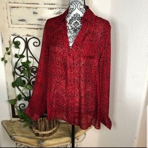 NWT Larsen Gray Sheer Blouse